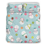 Cute Snowman Snowflake Pattern Bedding Set