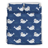 Cute White Baby Sea Lion Seal Pattern Bedding Set