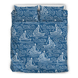 Hand Drawn Sailboat Pattern Bedding Set