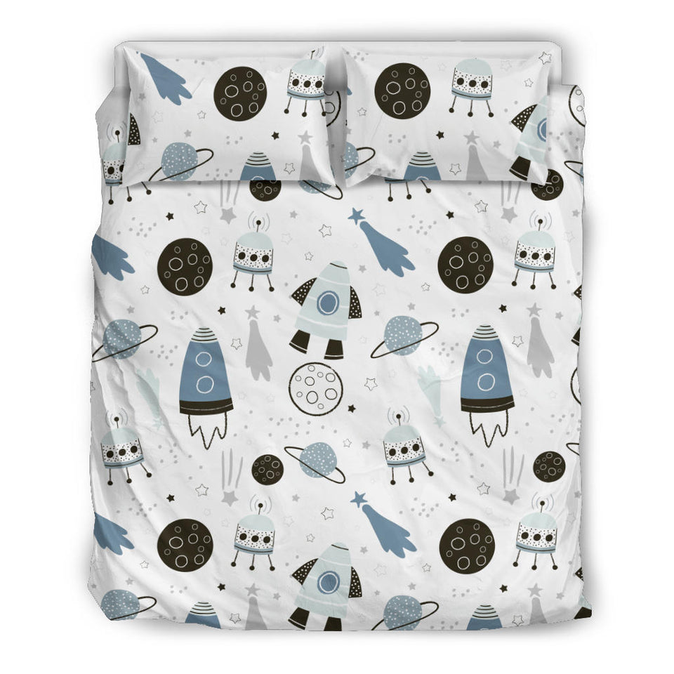 Hand Drawn Space Elements Space Rocket Star Planet Space Probe Bedding Set