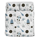 Hand Drawn Space Elements Space Rocket Star Planet Space Probe Bedding Set