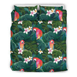 Parrot Palm Tree Leaves Flower Hibiscus Pattern Bedding Set