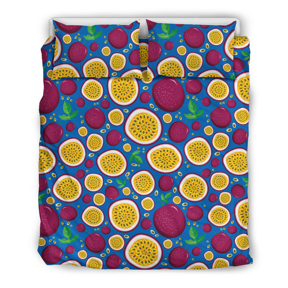 Passion Fruit Blue Background Bedding Set