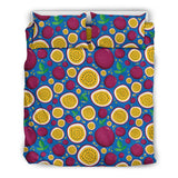 Passion Fruit Blue Background Bedding Set