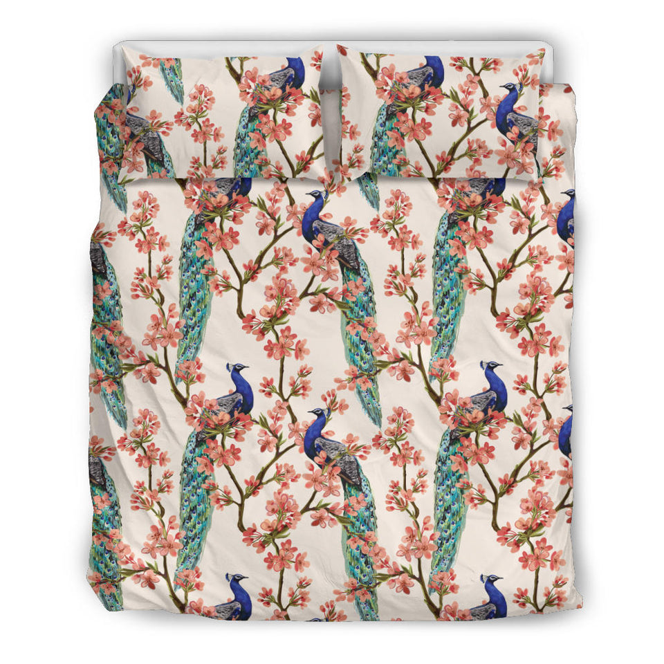 Peacock Tropical Flower Pattern Bedding Set