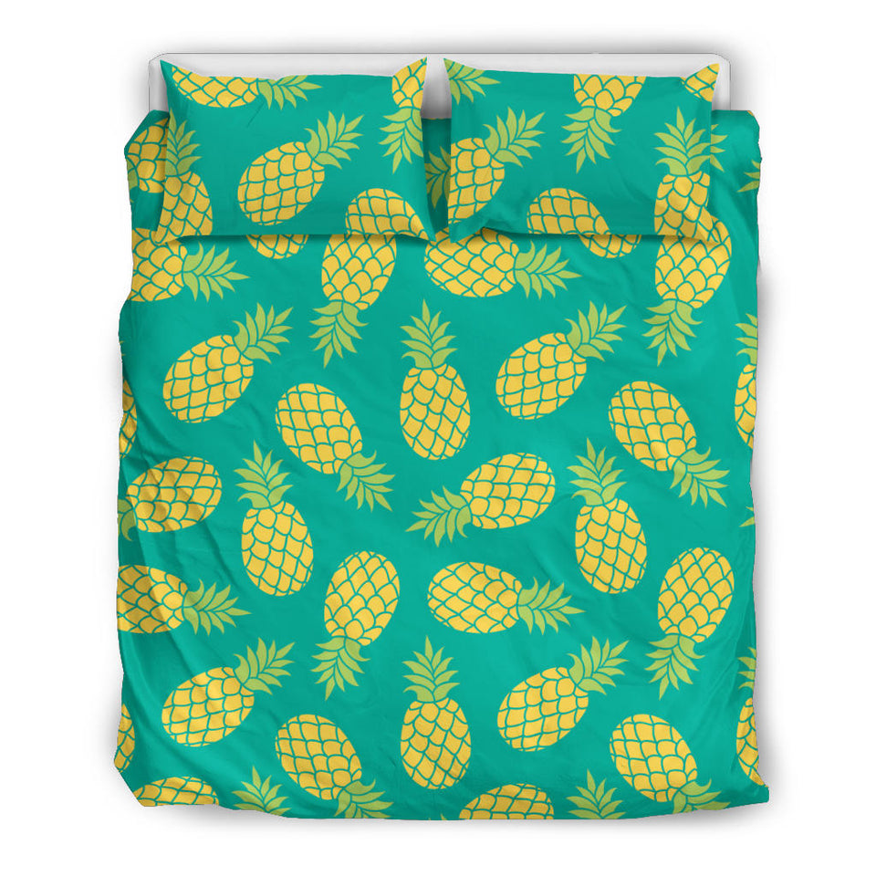 Pineapples Pattern Green Background Bedding Set