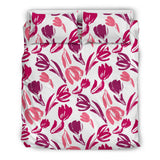 Pink Sketch Tulip Pattern Bedding Set
