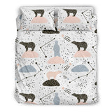 Polar Bears Star Poka Dot Pattern Bedding Set