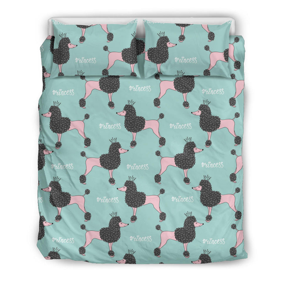 Poodle Dog Green Background Bedding Set