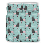Poodle Dog Green Background Bedding Set