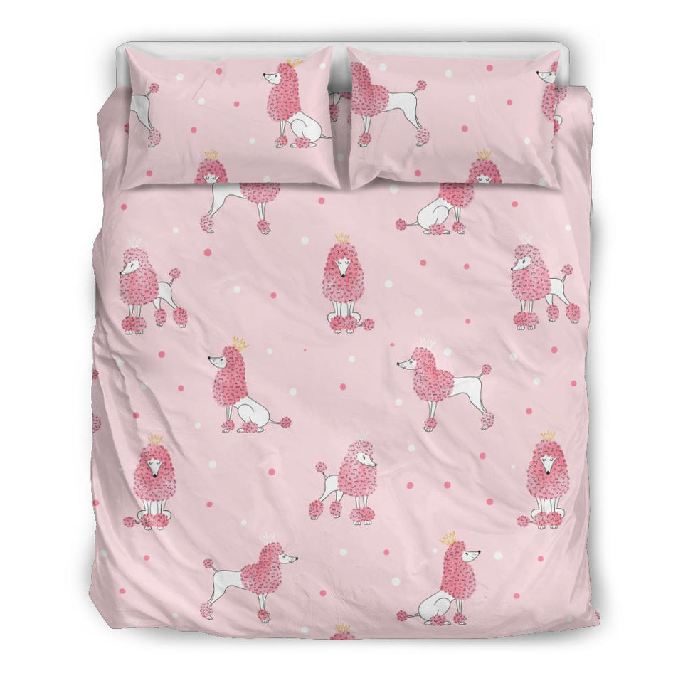 Poodle Dog Pink Color Theme Bedding Set