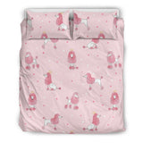 Poodle Dog Pink Color Theme Bedding Set