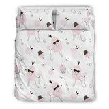 Poodle Dog Rose Cake Pattern Bedding Set.