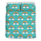 Rainbow Pattern Green Background Bedding Set