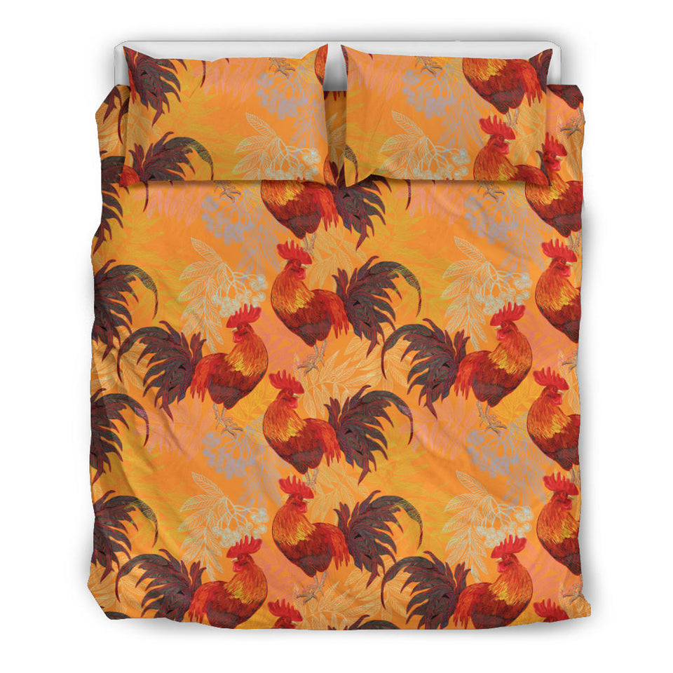 Red Rooster Chicken Cock Pattern Bedding Set