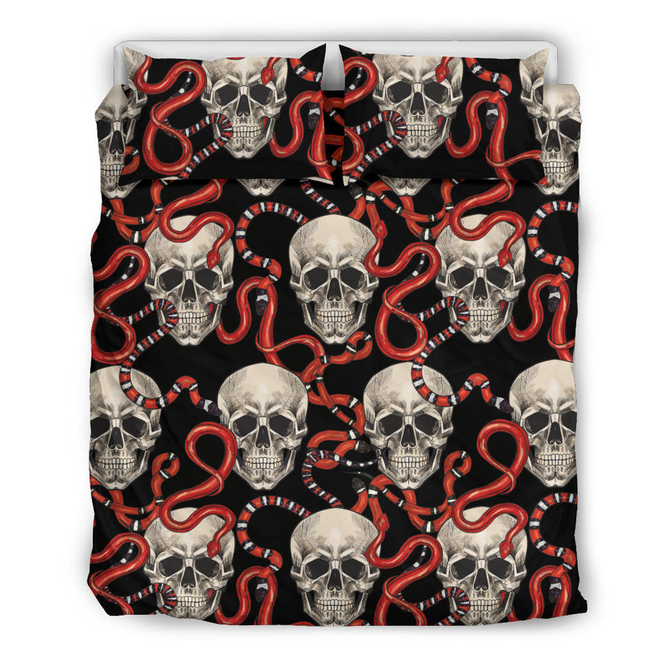 Red Snake Skull Pattern Bedding Set