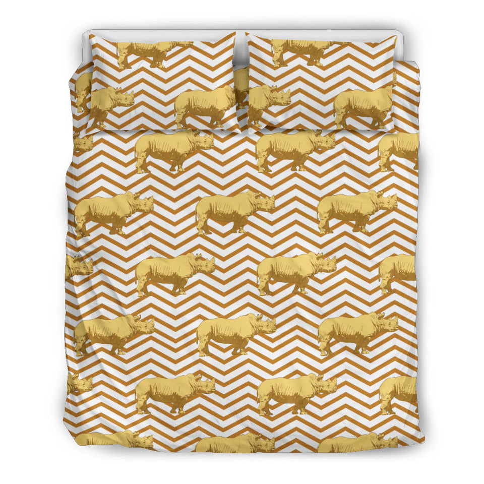 Rhino Yellow Theme Pattern Bedding Set