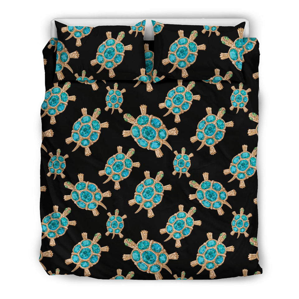 Sea Turtle Blue Stone Pattern Bedding Set