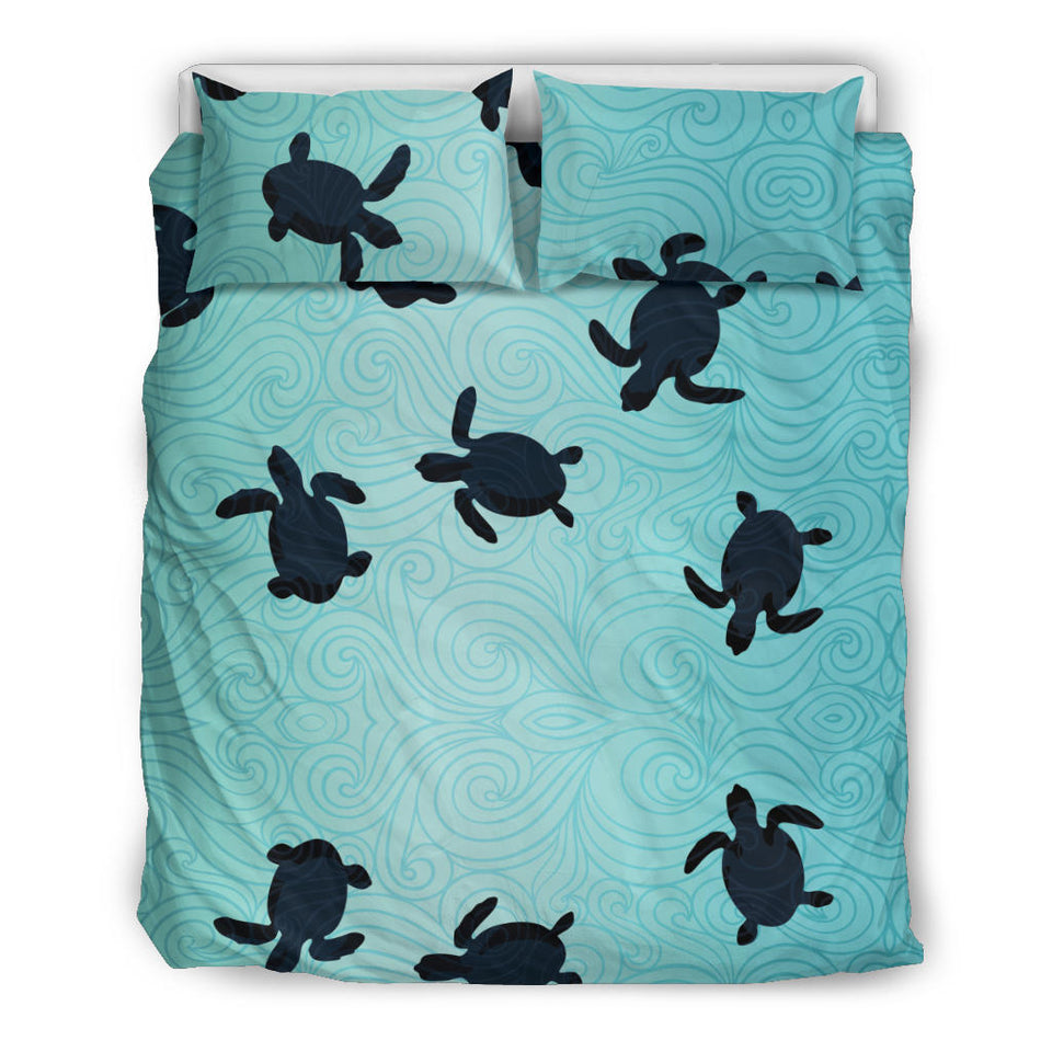Sea Turtle With Blue Ocean Backgroud Bedding Set