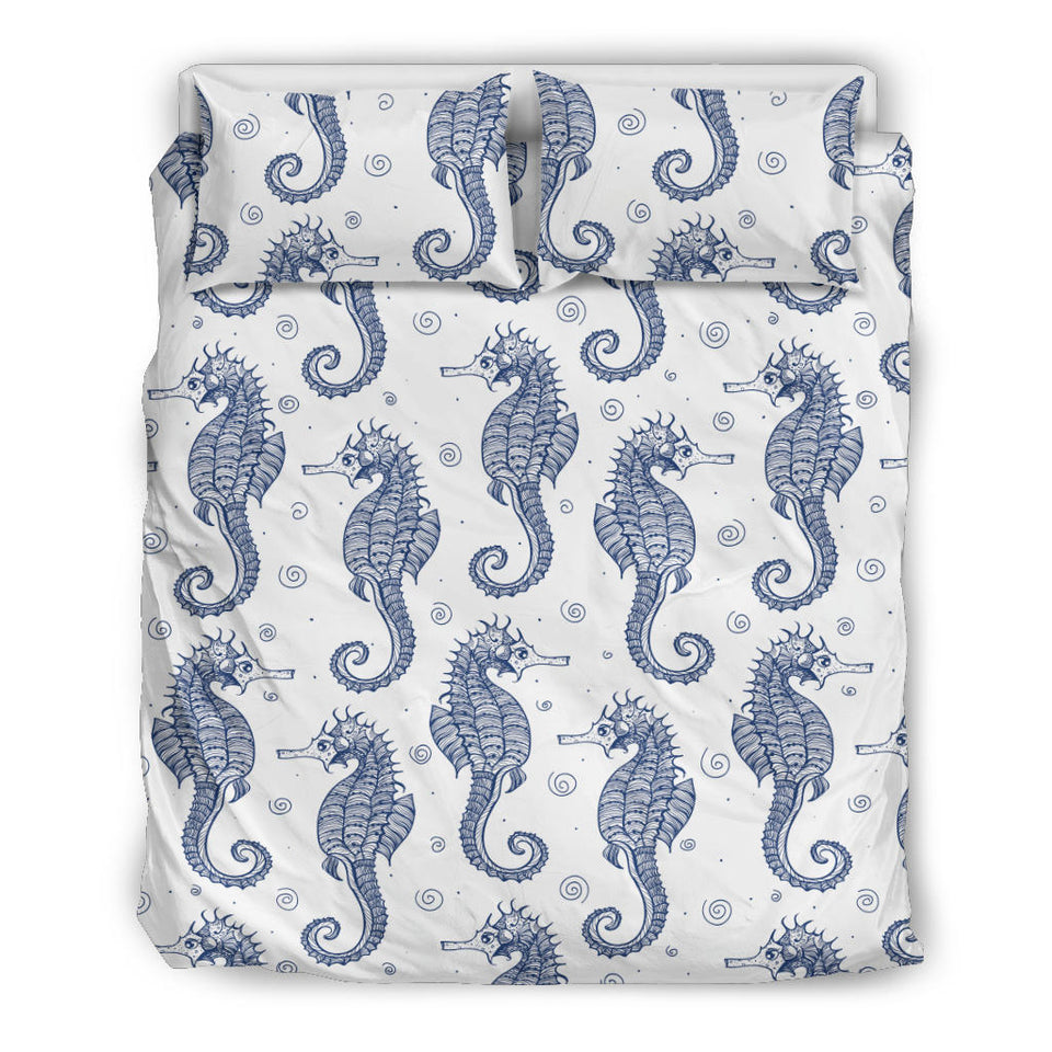 Seahorse Pattern Background Bedding Set