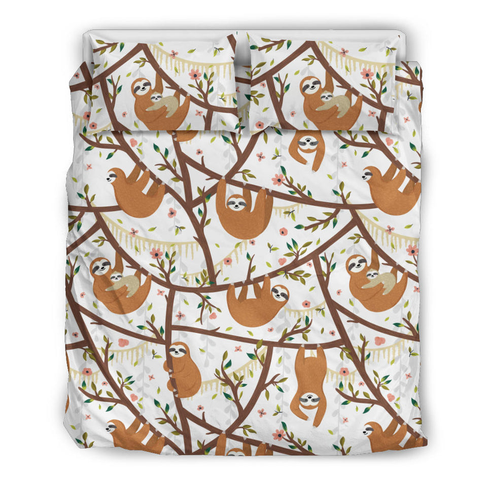 Sloths Hanging On The Tree Pattern Bedding Set