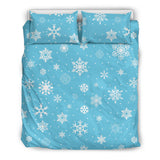 Snowflake Pattern Blue Background Bedding Set