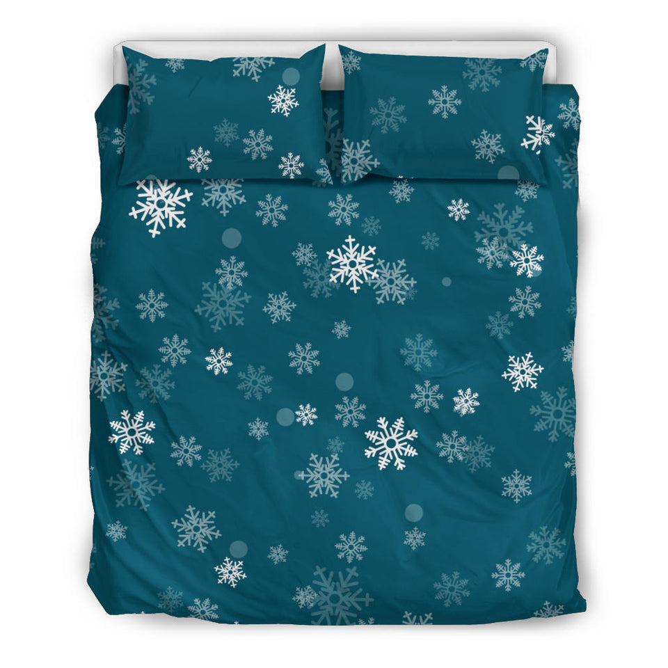 Snowflake Pattern Dark Background Bedding Set
