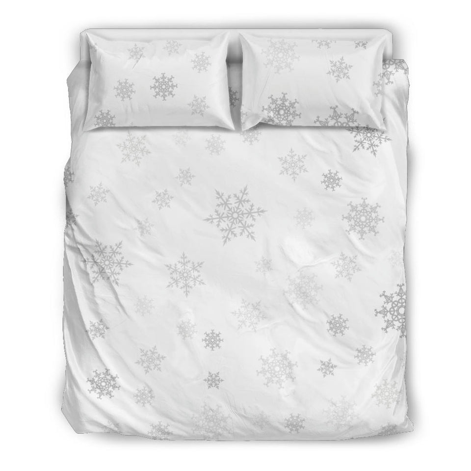 Snowflake Pattern White Background Bedding Set