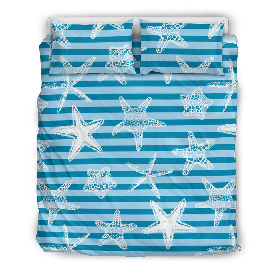 Starfish Blue Blackground Bedding Set