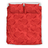 Strawberry Pattern Red Background Bedding Set
