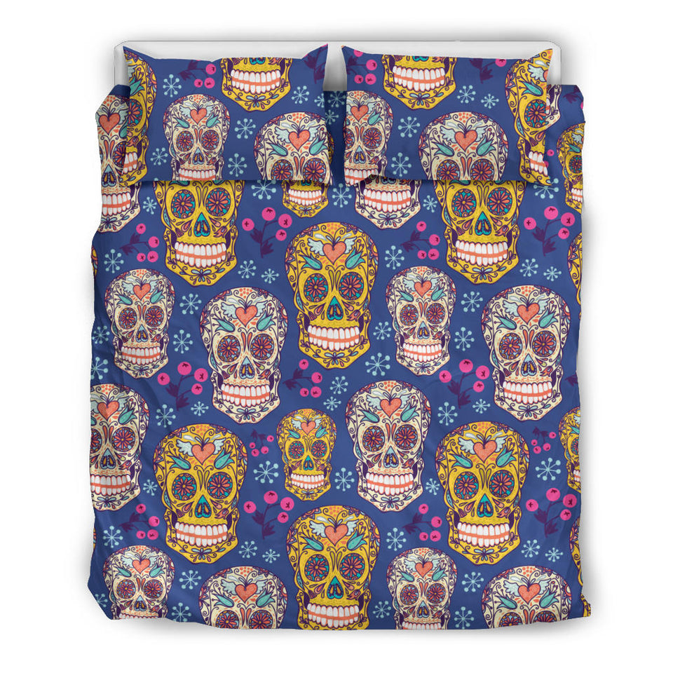 Sugar Skull Flower Pattern Bedding Set