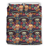 Sugar Skulls Flower Maxican Pattern Bedding Set