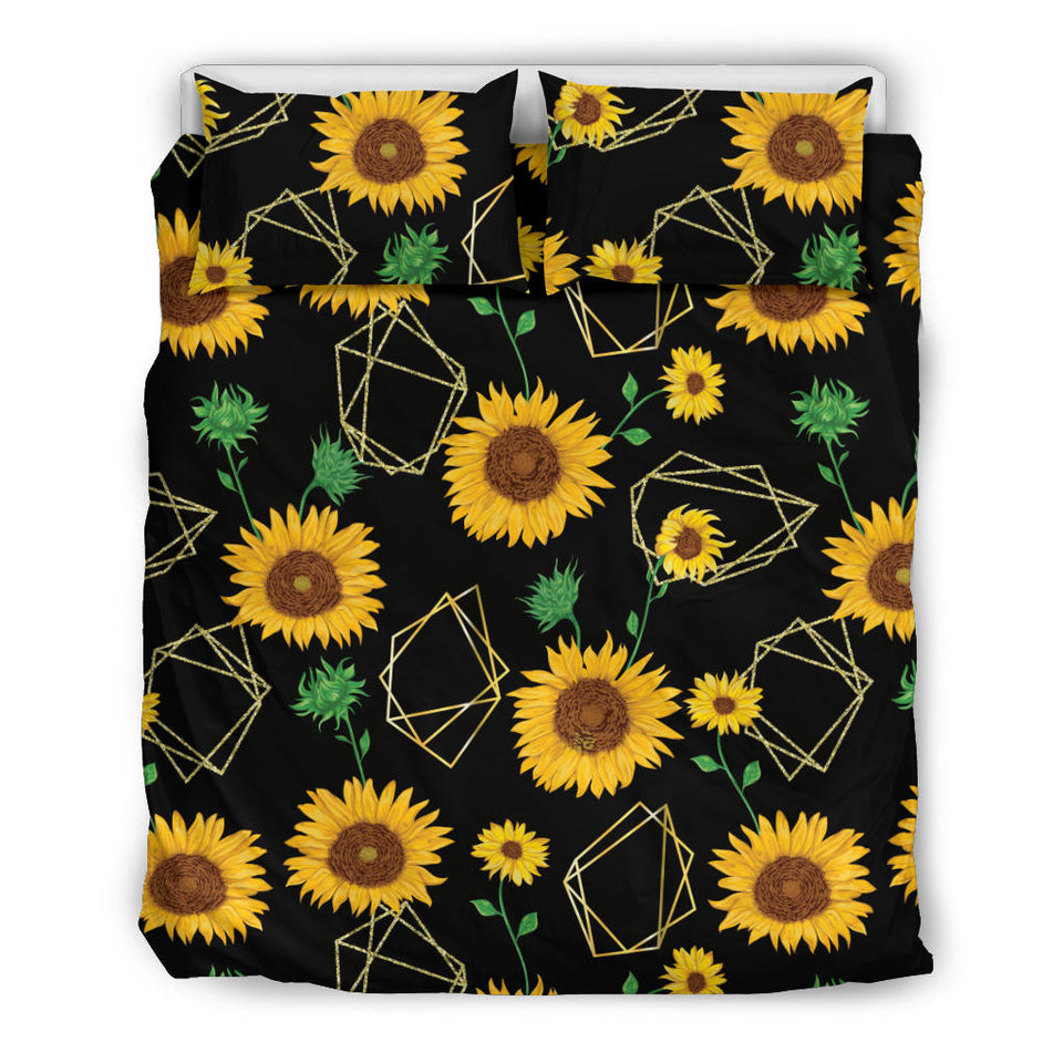 Sunflower Golden Polygonal Shapes Bedding Set