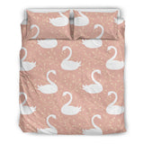 Swan Flower Light Pink Background Bedding Set