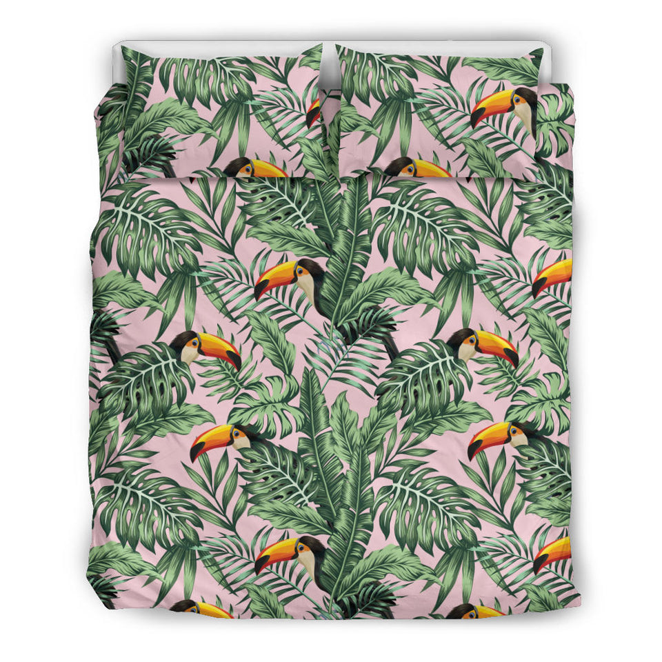 Toucan Tropical Green Jungle Palm Pattern Bedding Set