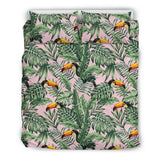 Toucan Tropical Green Jungle Palm Pattern Bedding Set