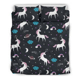 Unicorn Rainbows Moon Clound Star Pattern Bedding Set