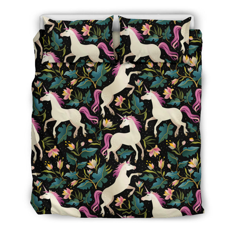 Unicorns Forest Background Bedding Set