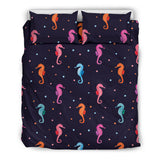 Watercolor Colorful Seahorse Pattern Bedding Set