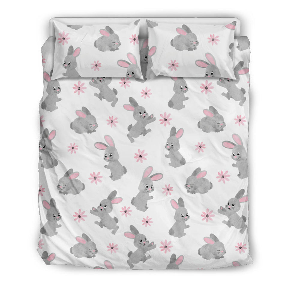 Watercolor Cute Rabbit Pattern Bedding Set