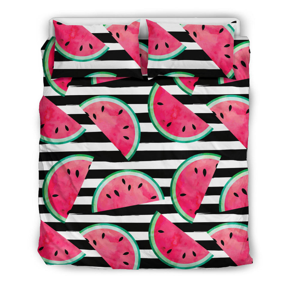 Watercolor Paint Textured Watermelon Pieces Bedding Set