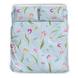 Watercolor Tulips Pattern Bedding Set