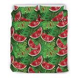 Watermelons Tropical Palm Leaves Pattern Background Bedding Set