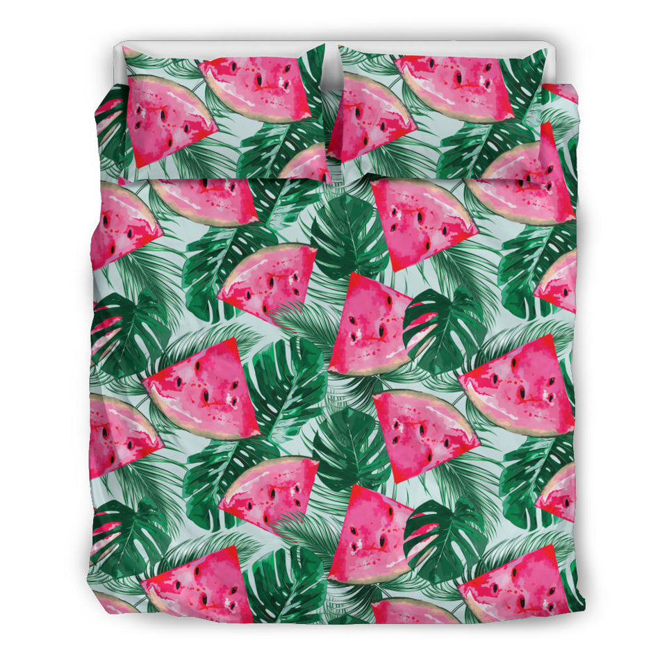 Watermelons Tropical Palm Leaves Pattern Bedding Set