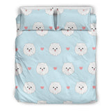 White Cute Pomeranian Pattern Bedding Set