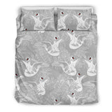 White Swan Gray Background Bedding Set