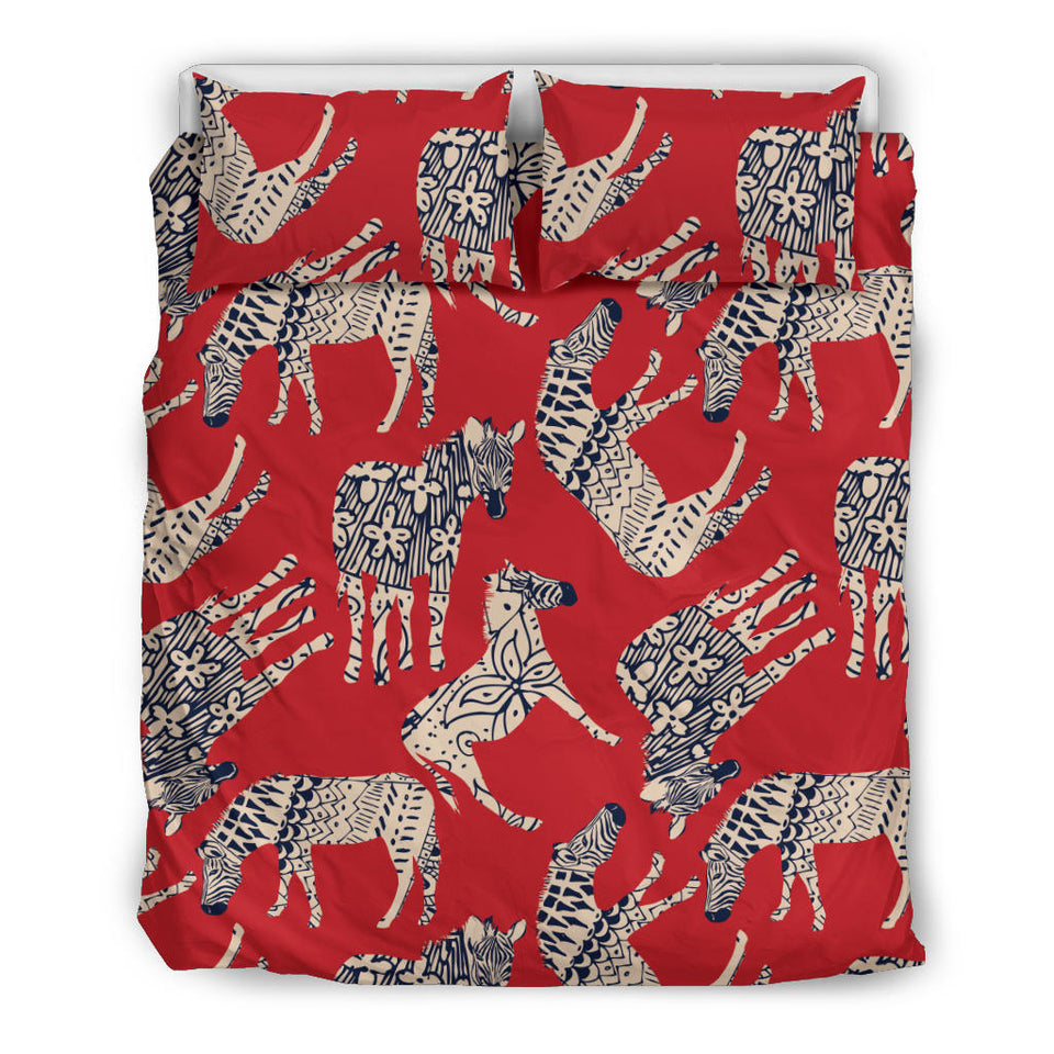 Zebra Abstract Red Background Bedding Set