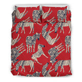 Zebra Abstract Red Background Bedding Set