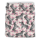Zebra Pink Flower Background Bedding Set
