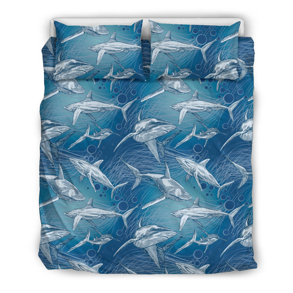 Shark Hand Drawn Bedding Set